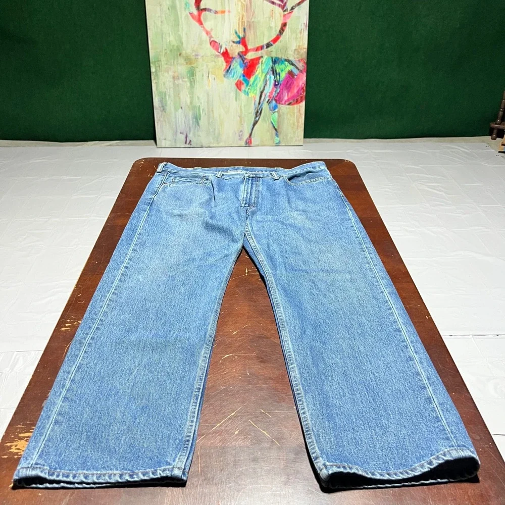 Levis 505 Regular Fit Straight Leg Blue Denim Jeans Mens 40x30 Medium Wash